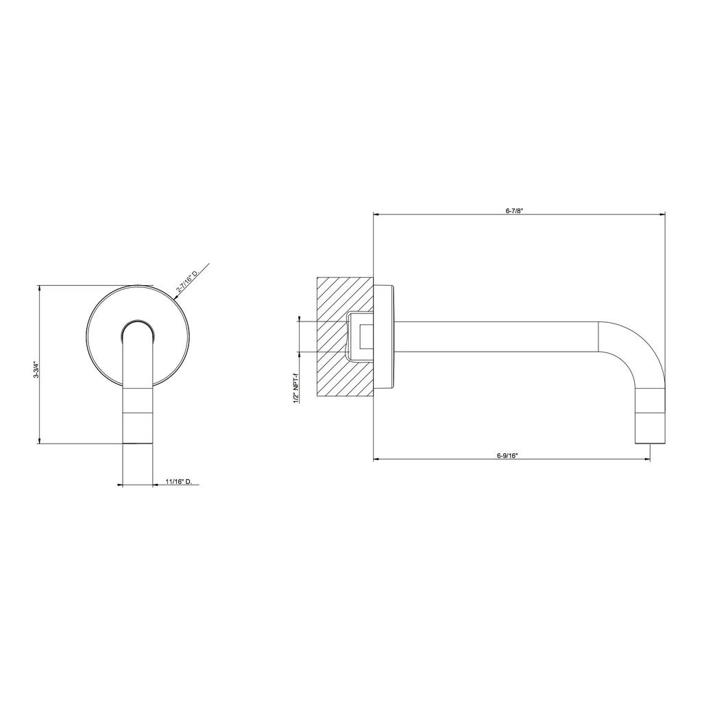 Gessi 38780 Via Tortona Wall Mounted Spout Only Chrome 2