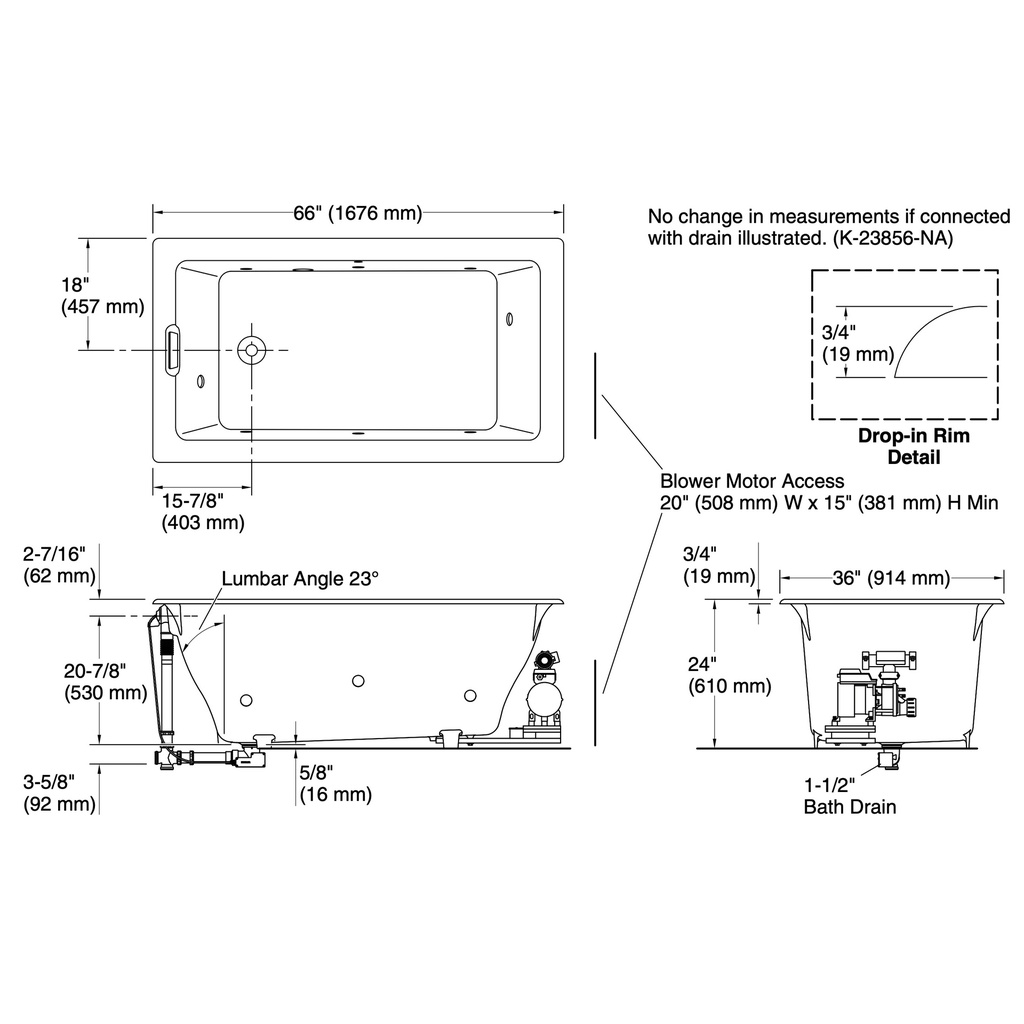 Kohler 856-JH-96 Tea-For-Two 5.5' Flexjet Whirlpool