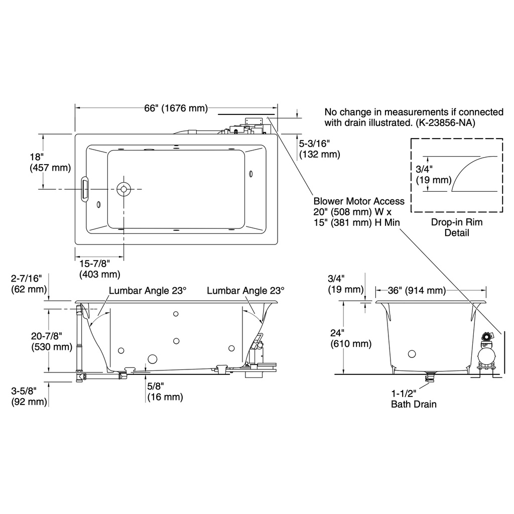 Kohler 856-JHE-96 Tea-For-Two 5.5' Flexjet Whirlpool