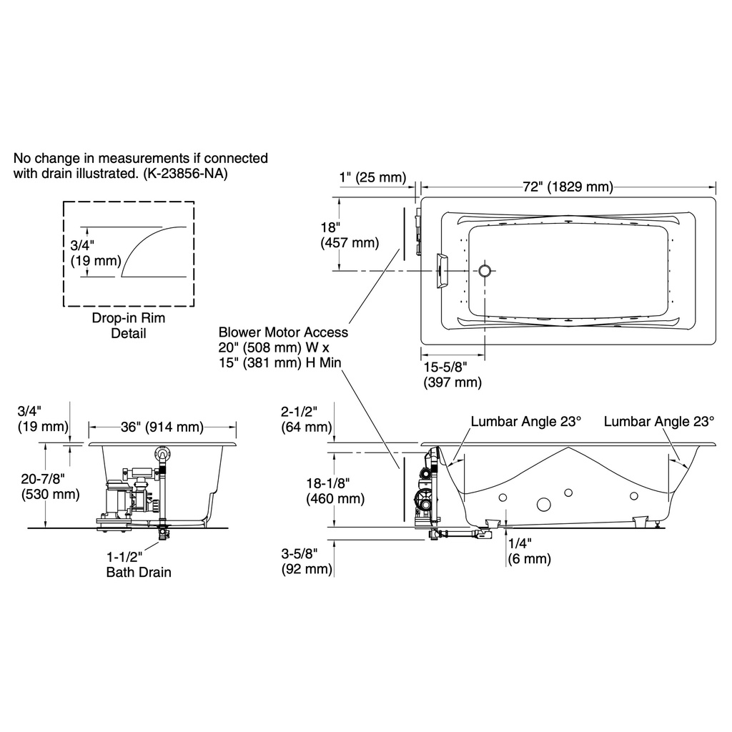 Kohler 865-JHB-0 Tea-For-Two 6' Flexjet Whirlpool