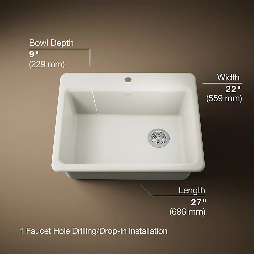 Kohler 8668-1A1-96 Riverby Single Basin Top Mount Sink