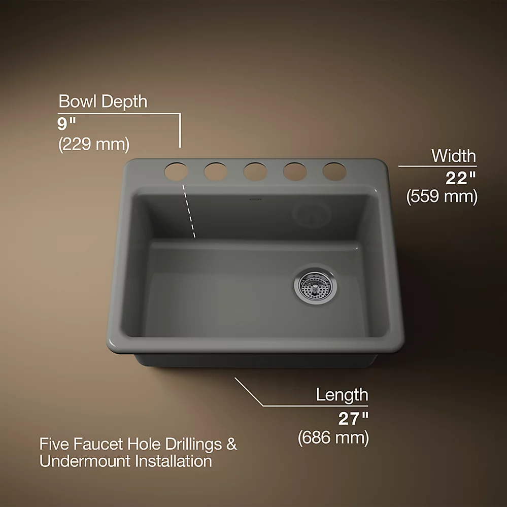 Kohler 8668-5UA2-58 Riverby Single Basin Undermount Sink