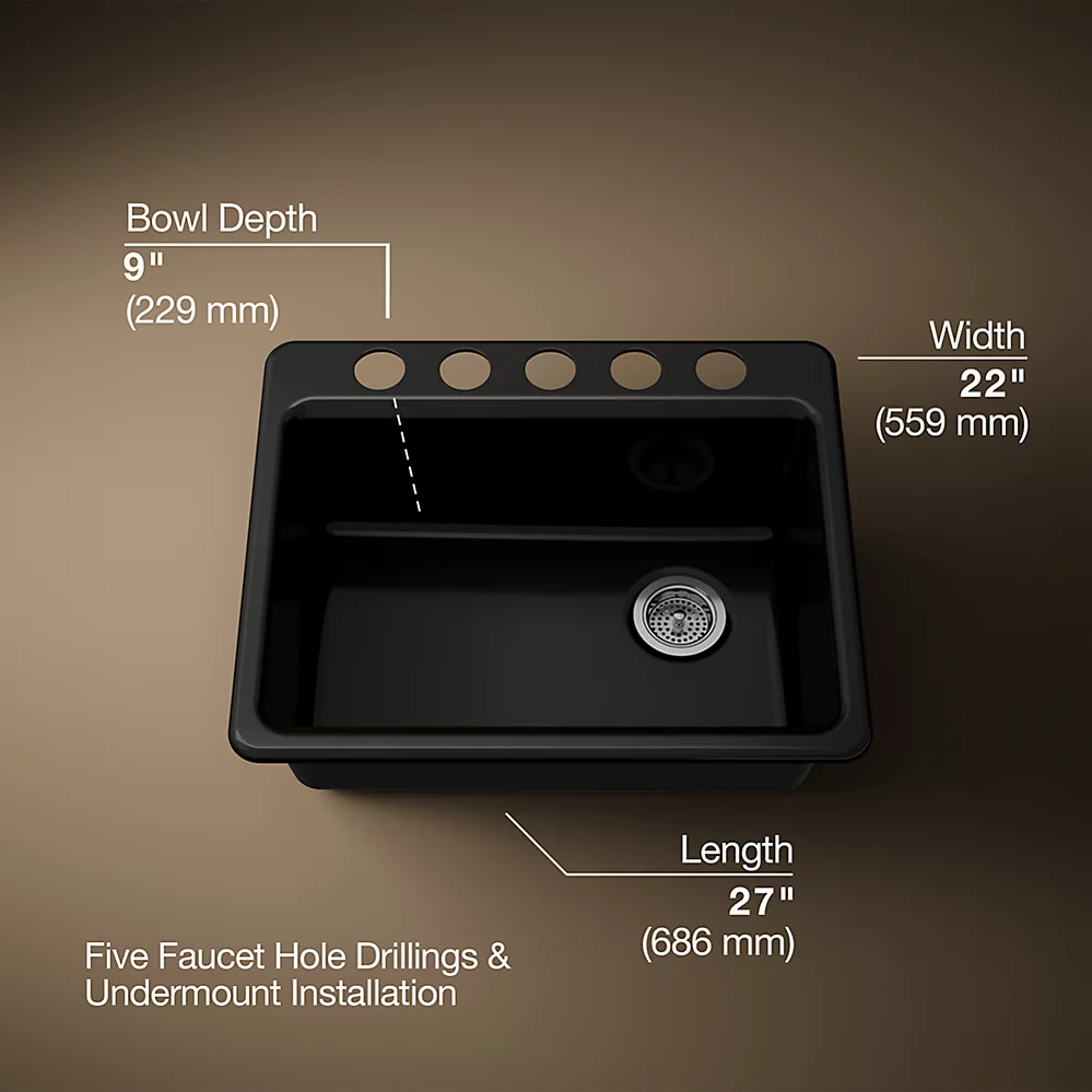 Kohler 8668-5UA2-7 Riverby Single Basin Undermount Sink15