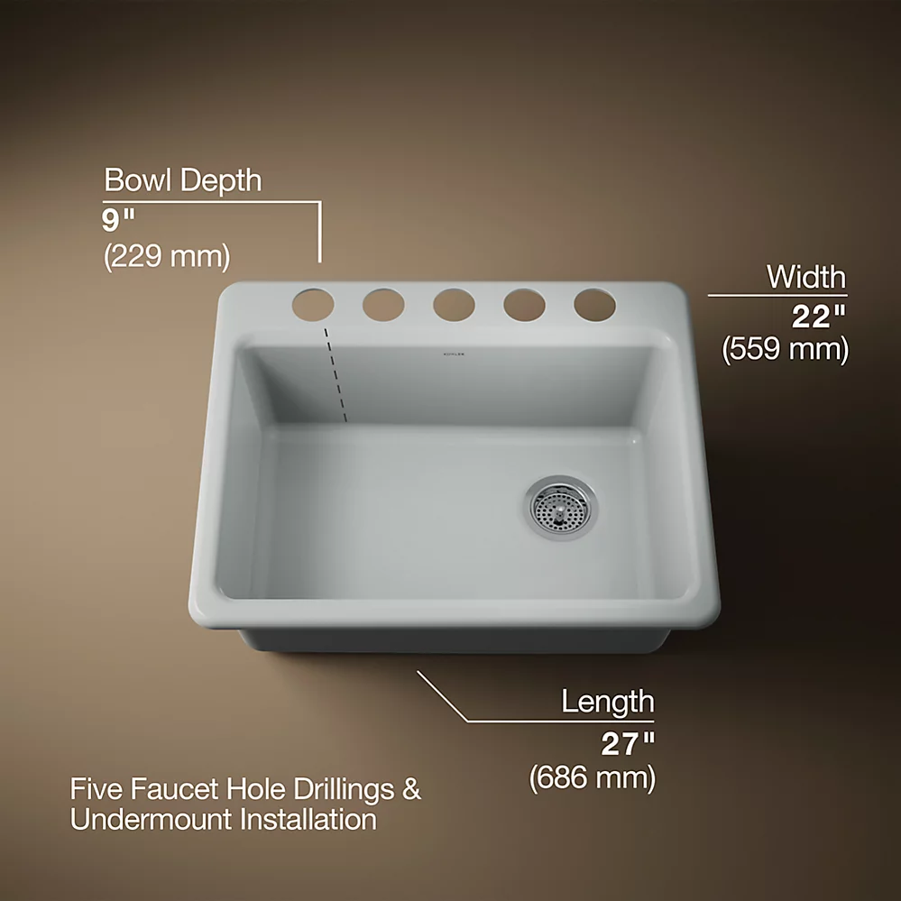Kohler 8668-5UA2-95 Riverby Single Basin Undermount Sink