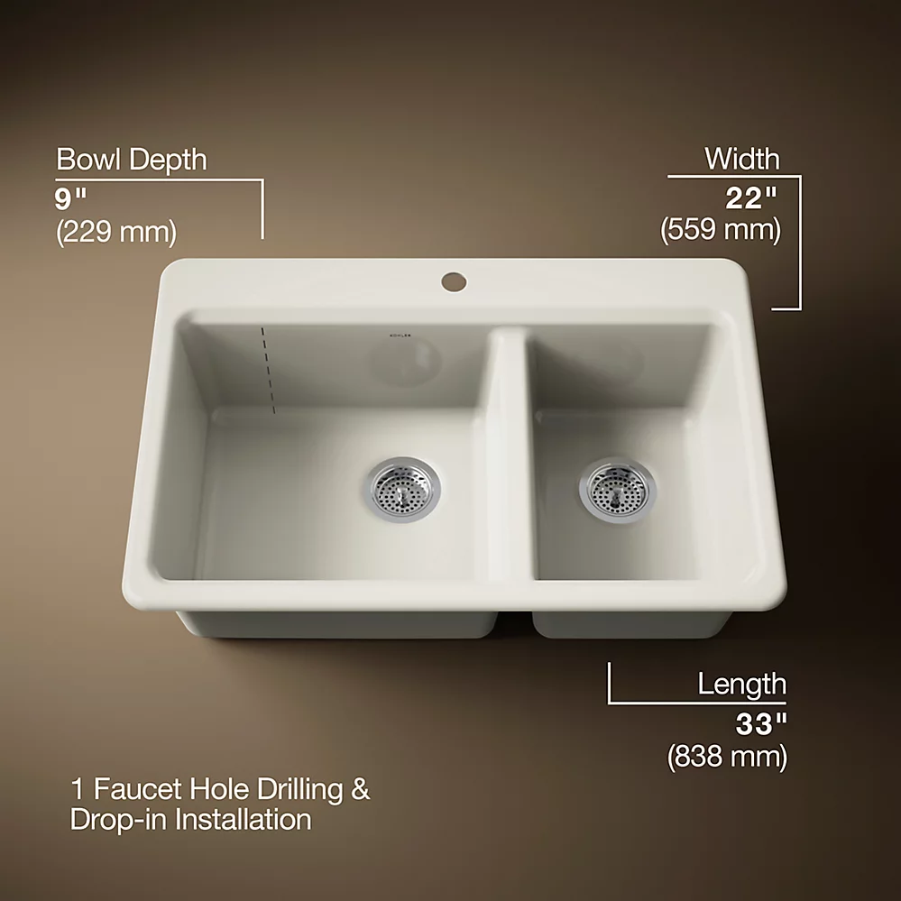 Kohler 8669-1A1-96 Riverby Offset Top Mount Sink