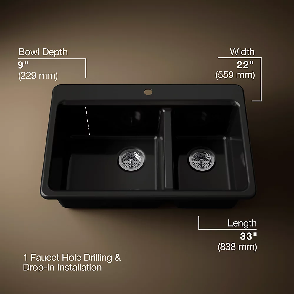 Kohler 8669-1A2-7 Riverby Offset Top Mount Sink