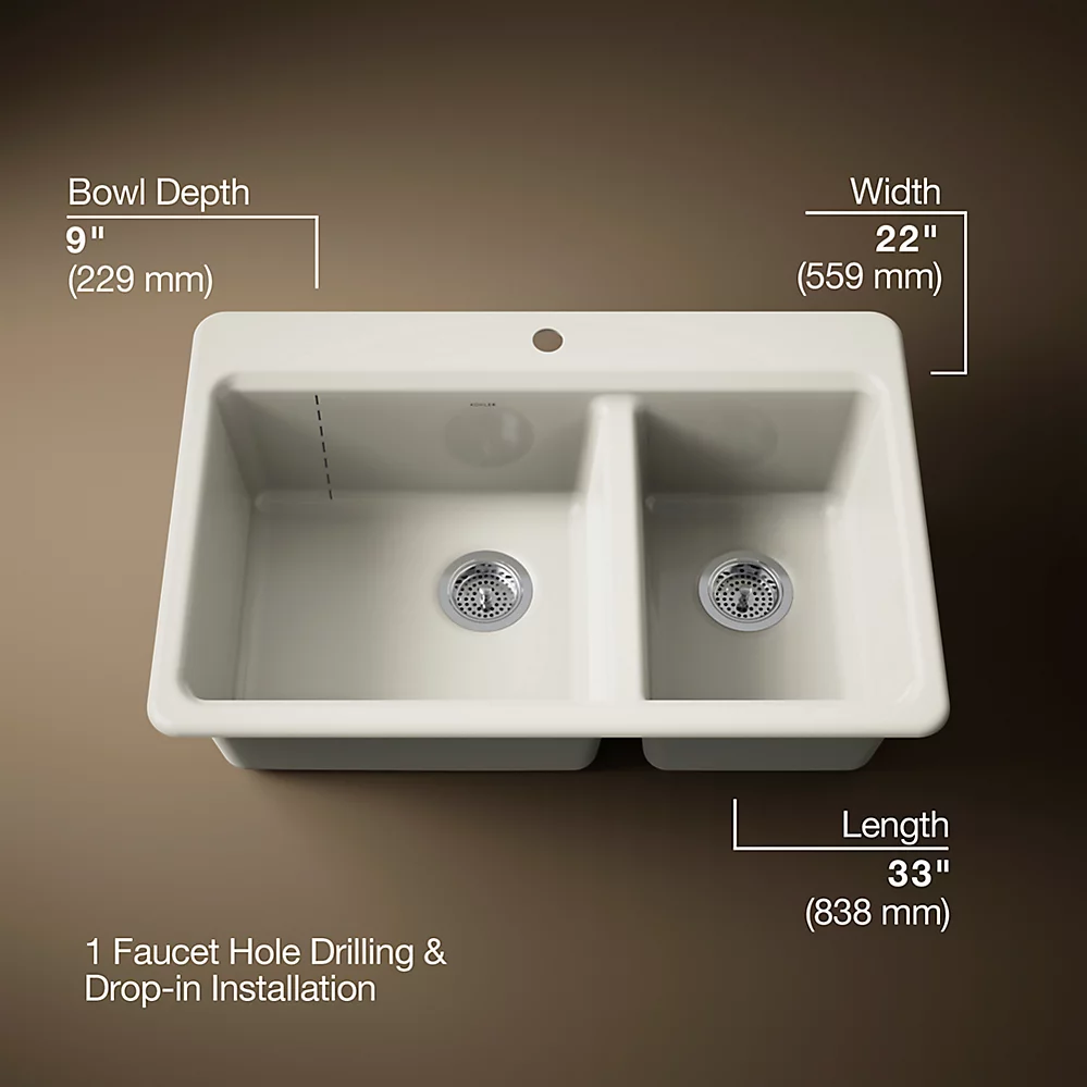 Kohler 8669-1A2-96 Riverby Offset Top Mount Sink