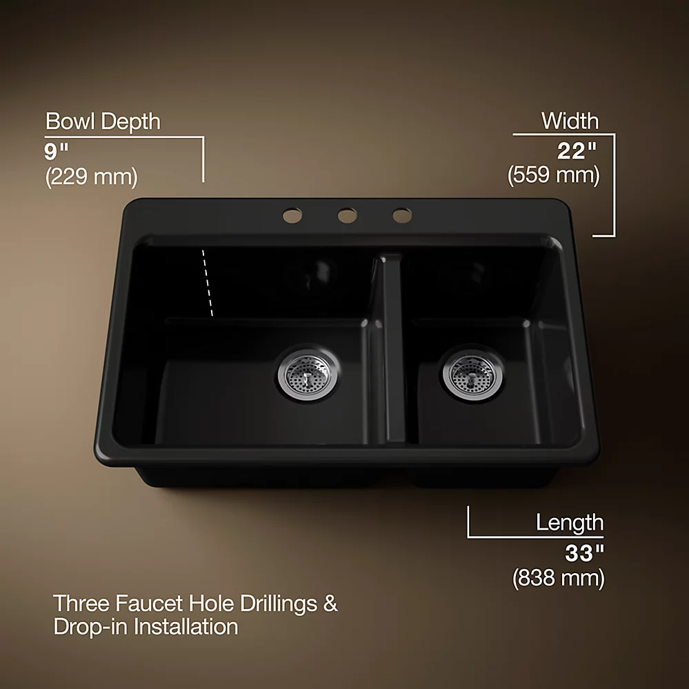 Kohler 8669-3A1-7 Riverby Offset Top Mount Sink