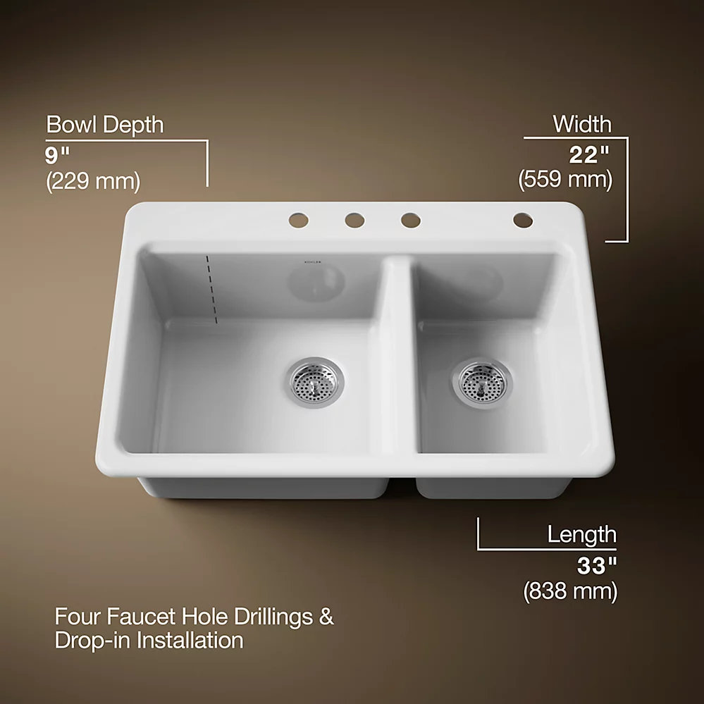 Kohler 8669-4A1-0 Riverby Offset Top Mount Sink