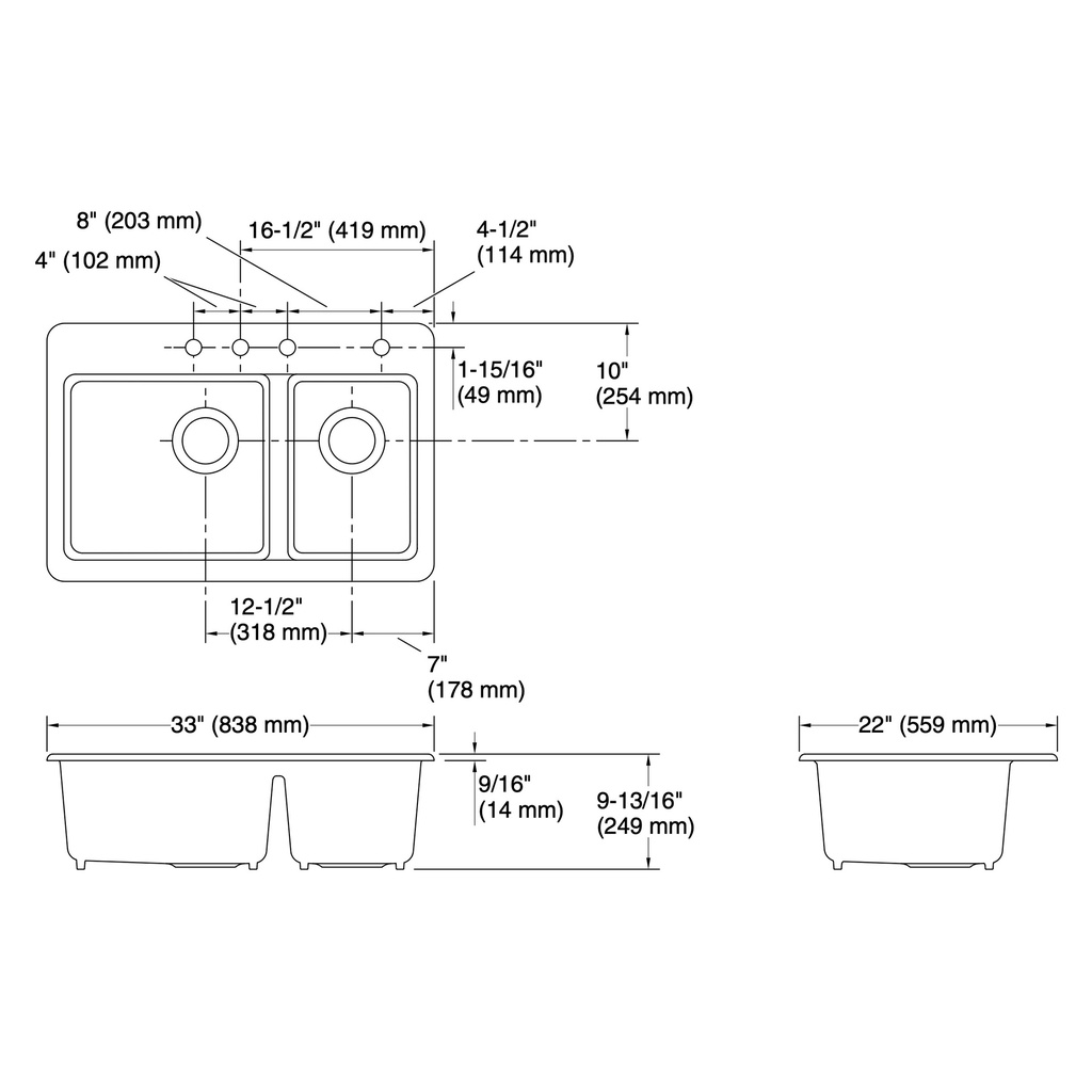 Kohler 8669-4A1-7 Riverby Offset Top Mount Sink