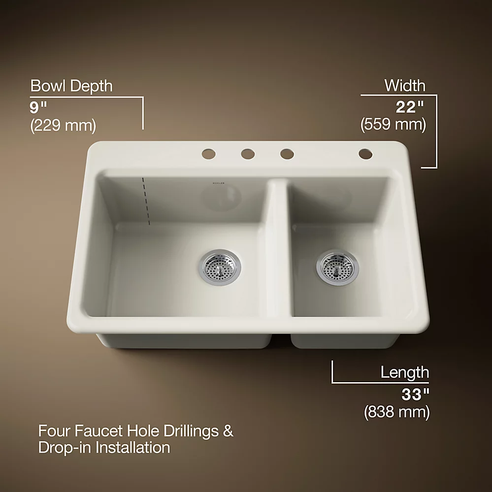 Kohler 8669-4A2-96 Riverby Offset Top Mount Sink