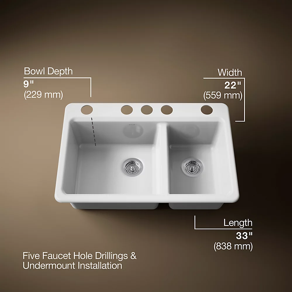 Kohler 8669-5UA1-0 Riverby Offset Undermount Sink