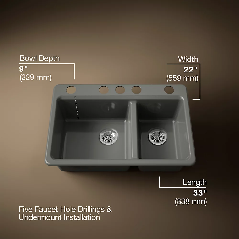 Kohler 8669-5UA1-58 Riverby Offset Undermount Sink