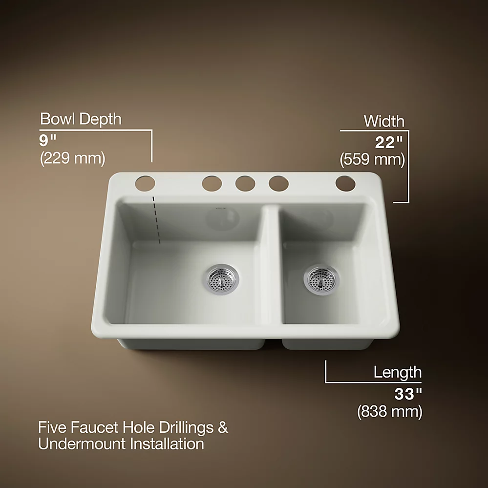 Kohler 8669-5UA1-NY Riverby Offset Undermount Sink
