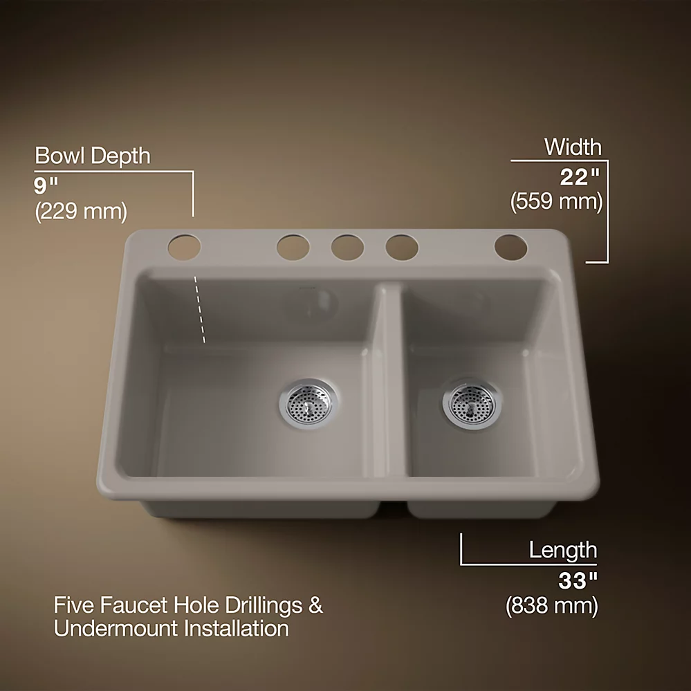 Kohler 8669-5UA1-TRF Riverby Offset Undermount Sink