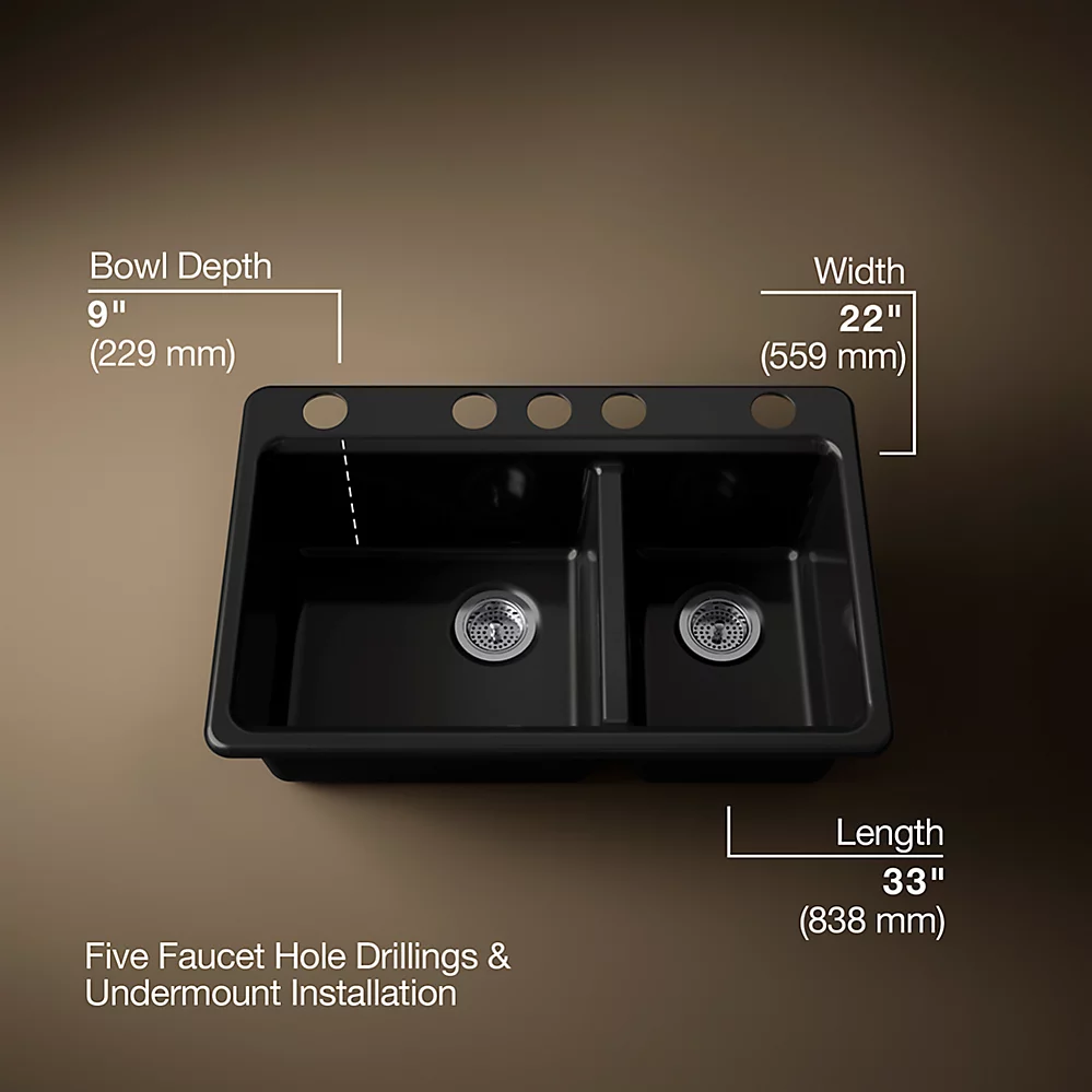 Kohler 8669-5UA3-7 Riverby Offset Undermount Sink