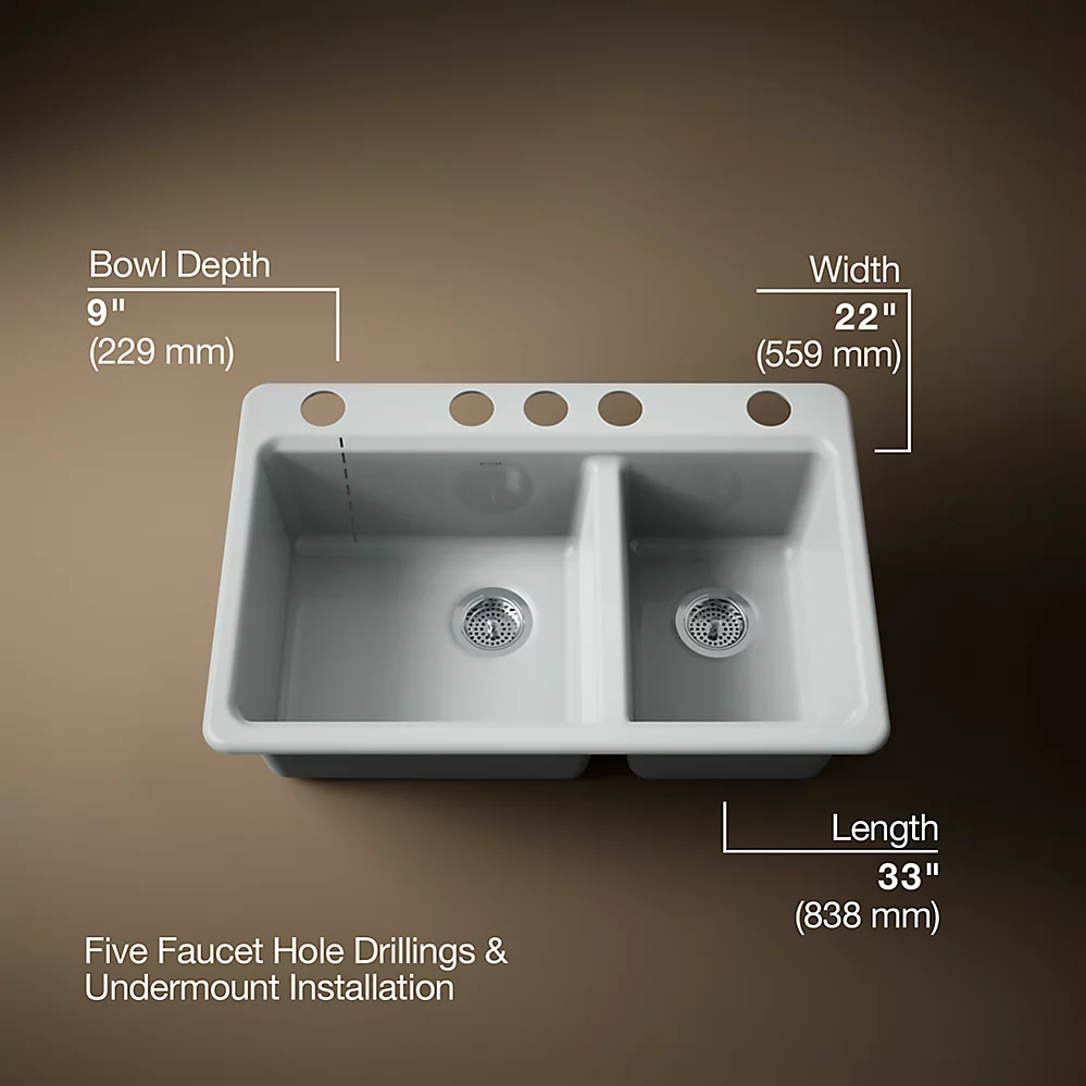 Kohler 8669-5UA3-95 Riverby Offset Undermount Sink