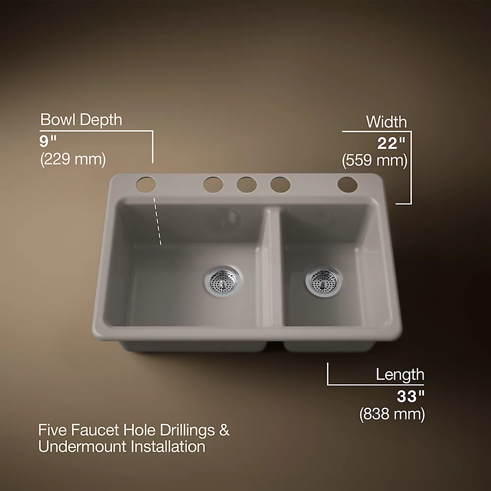 Kohler 8669-5UA3-TRF Riverby Offset Undermount Sink
