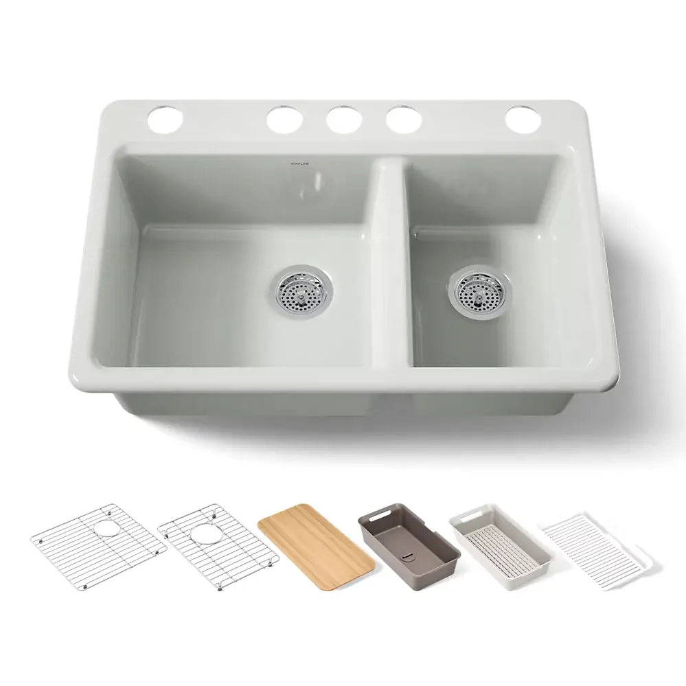 Kohler 8669-5UPC-FF Riverby Offset Undermount Sink