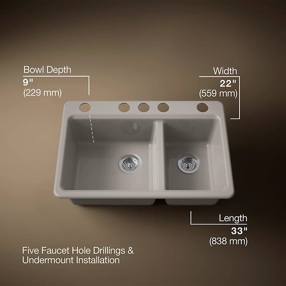 Kohler 8669-5UPC-TRF Riverby Offset Undermount Sink