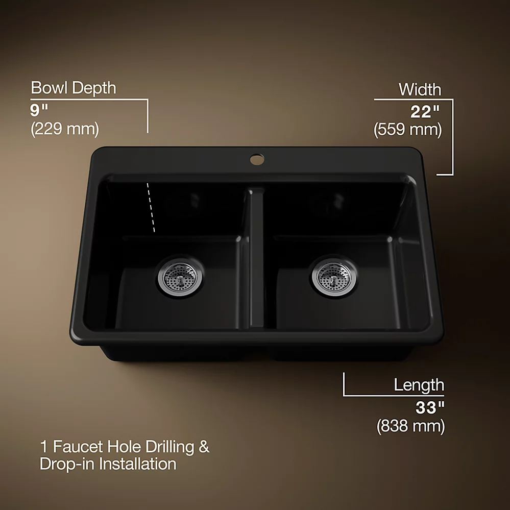 Kohler 8679-1A2-7 Riverby Double Equal Top Mount Sink