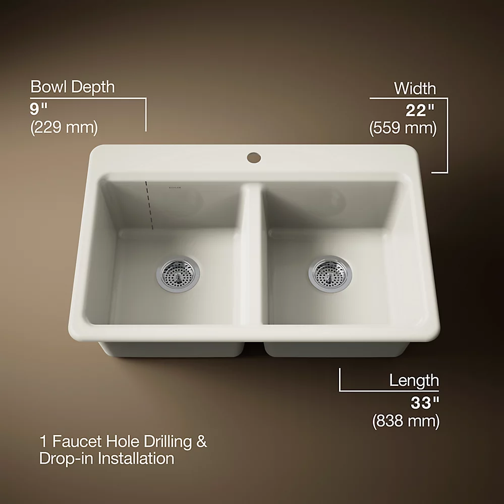 Kohler 8679-1A2-96 Riverby Double Equal Top Mount Sink