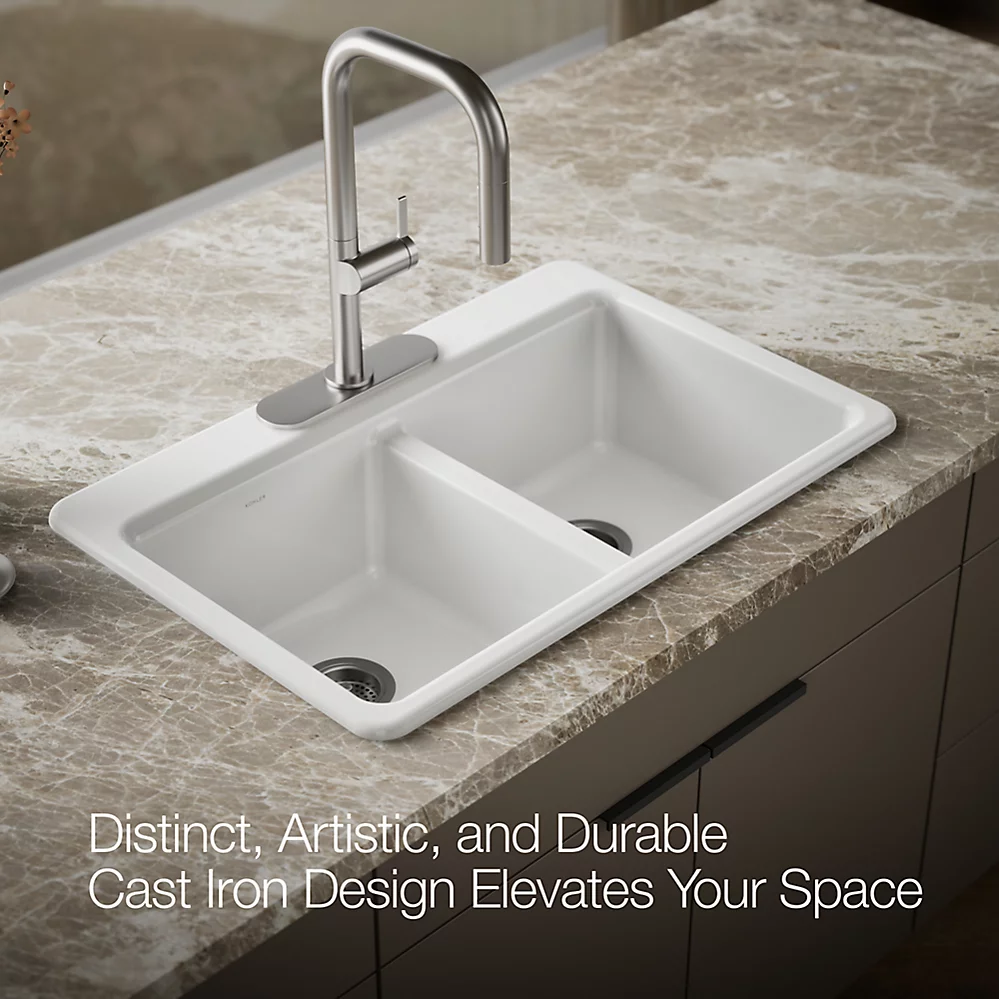 Kohler 8679-3A1-0 Riverby Double Equal Top Mount Sink