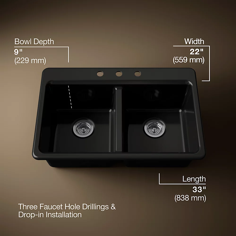 Kohler 8679-3A1-7 Riverby Double Equal Top Mount Sink