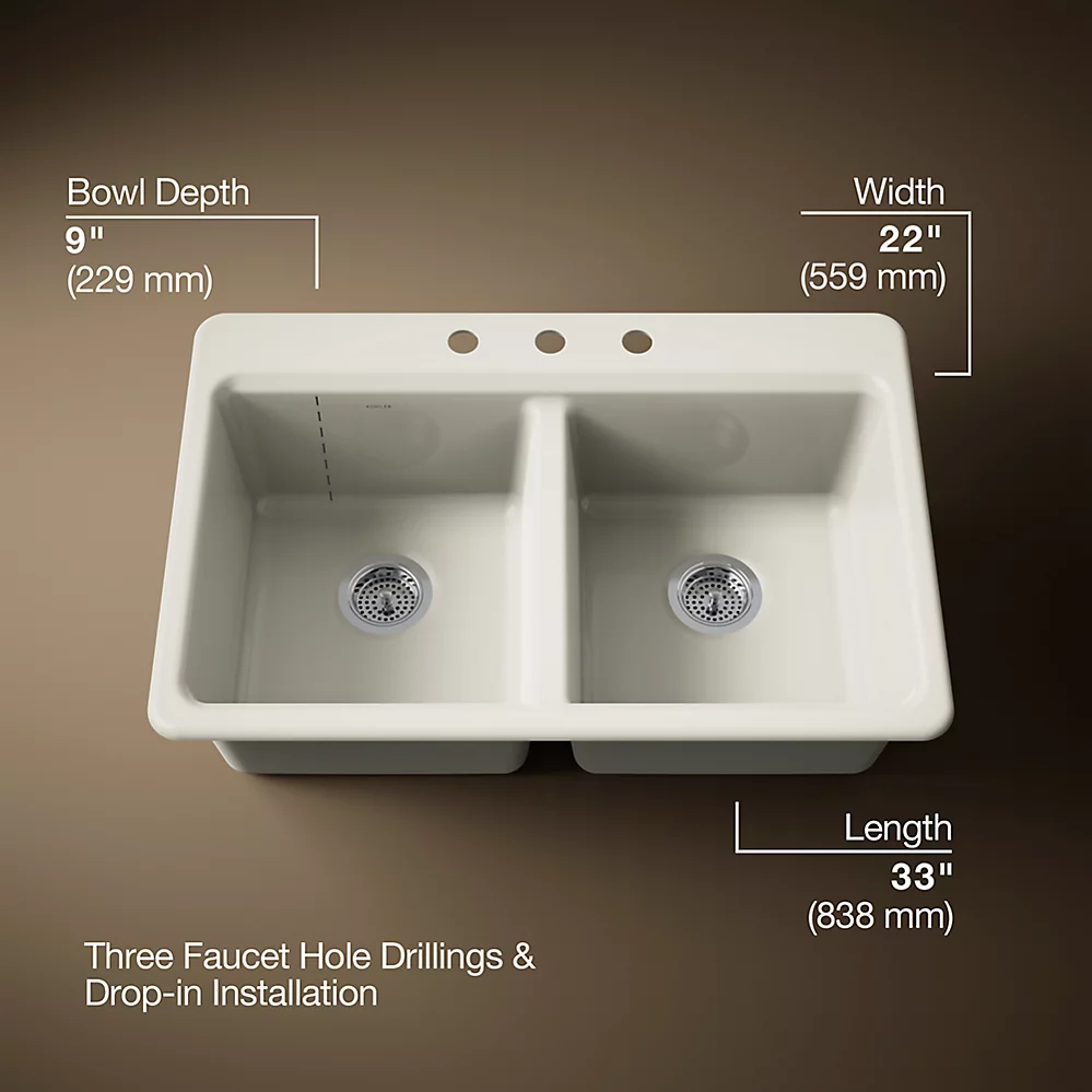 Kohler 8679-3A1-96 Riverby Double Equal Top Mount Sink