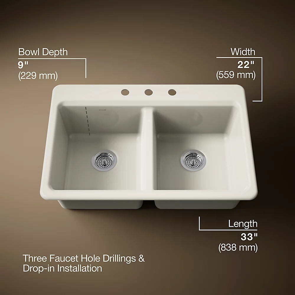 Kohler 8679-3A2-96 Riverby Double Equal Top Mount Sink