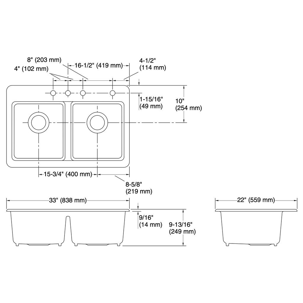 Kohler 8679-4A1-7 Riverby Double Equal Top Mount Sink