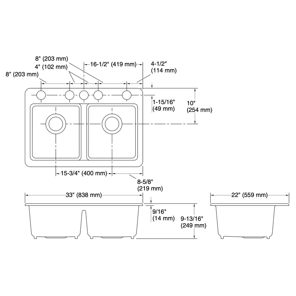 Kohler 8679-5UA1-0 Riverby Double Equal Undermount Sink