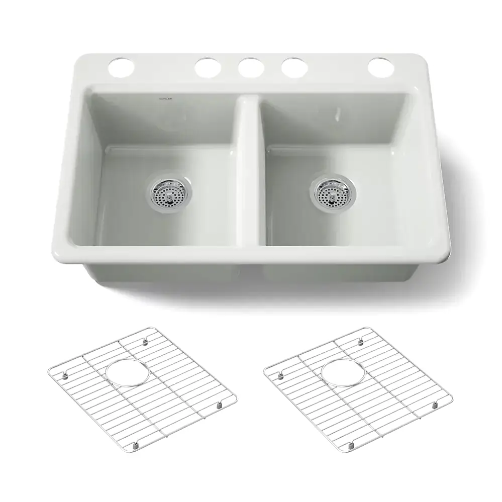 Kohler 8679-5UA1-FF Riverby Double Equal Undermount Sink