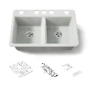Kohler 8679-5UA3-FF Riverby Double Equal Undermount Sink