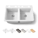 Kohler 8679-5UPC-0 Riverby Double Equal Undermount Sink