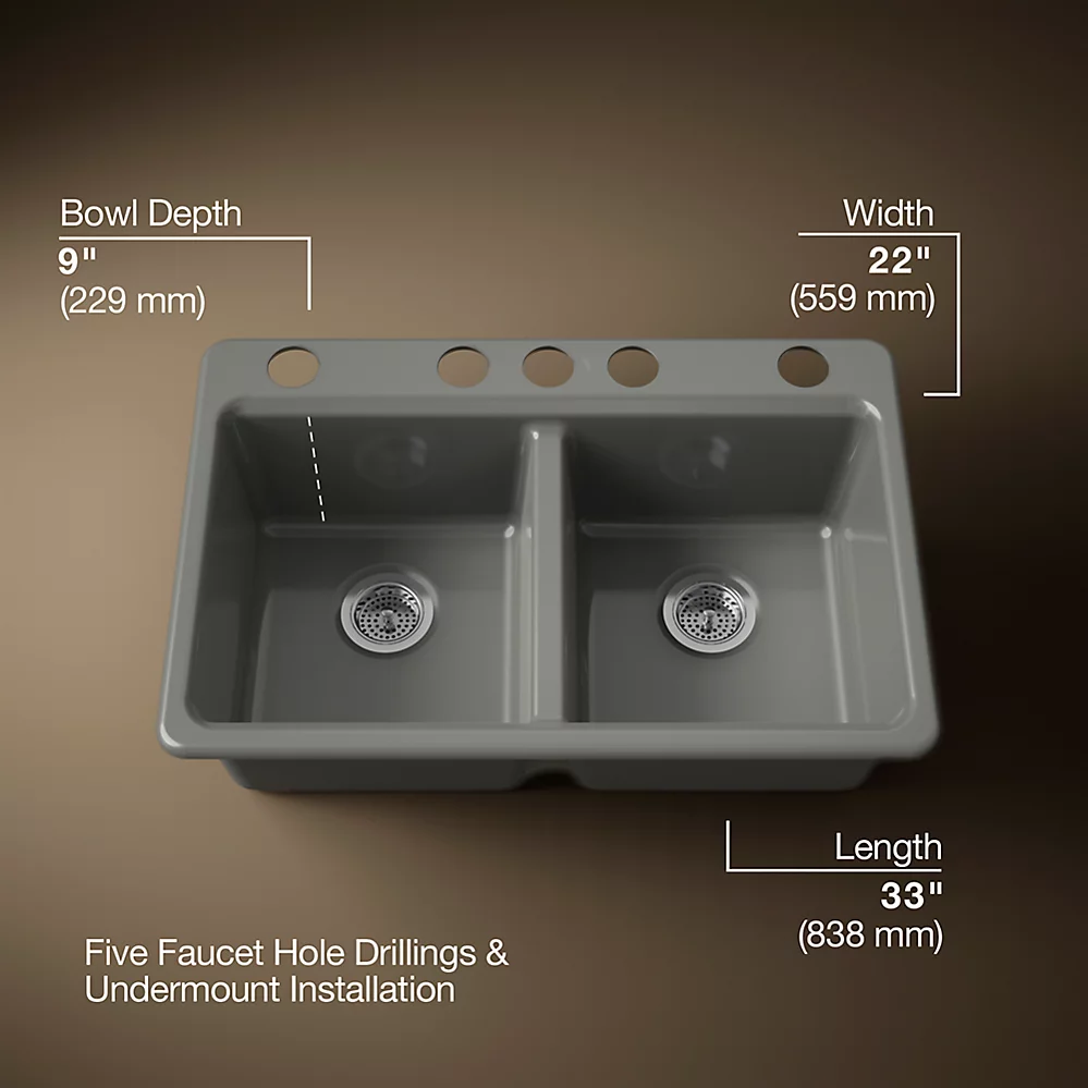 Kohler 8679-5UPC-58 Riverby Double Equal Undermount Sink