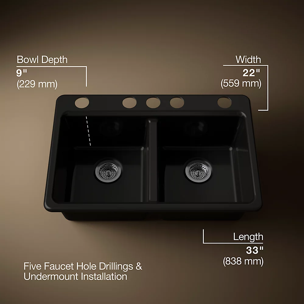 Kohler 8679-5UPC-7 Riverby Double Equal Undermount Sink