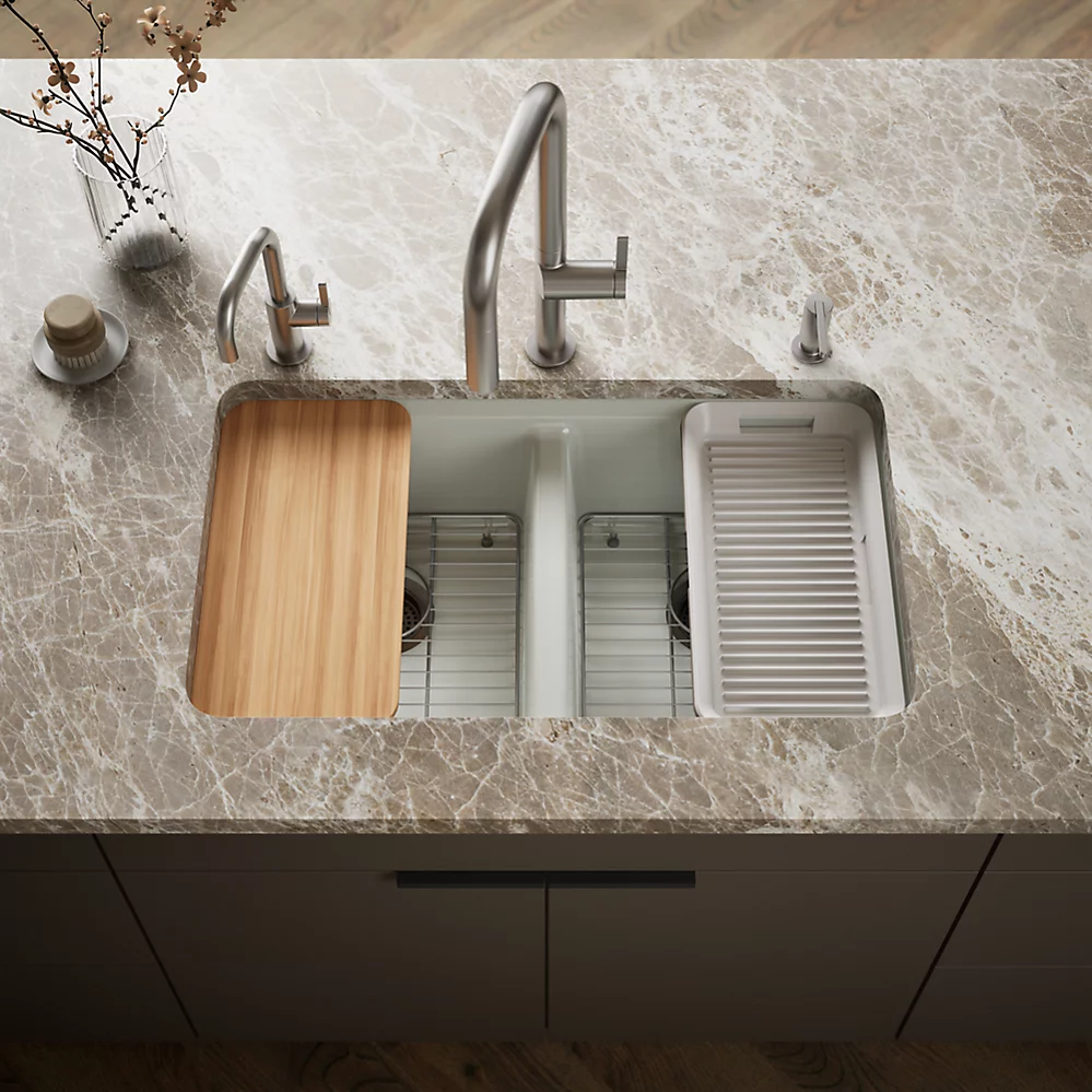 Kohler 8679-5UPC-FF Riverby Double Equal Undermount Sink
