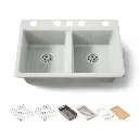 Kohler 8679-5UPC-FF Riverby Double Equal Undermount Sink