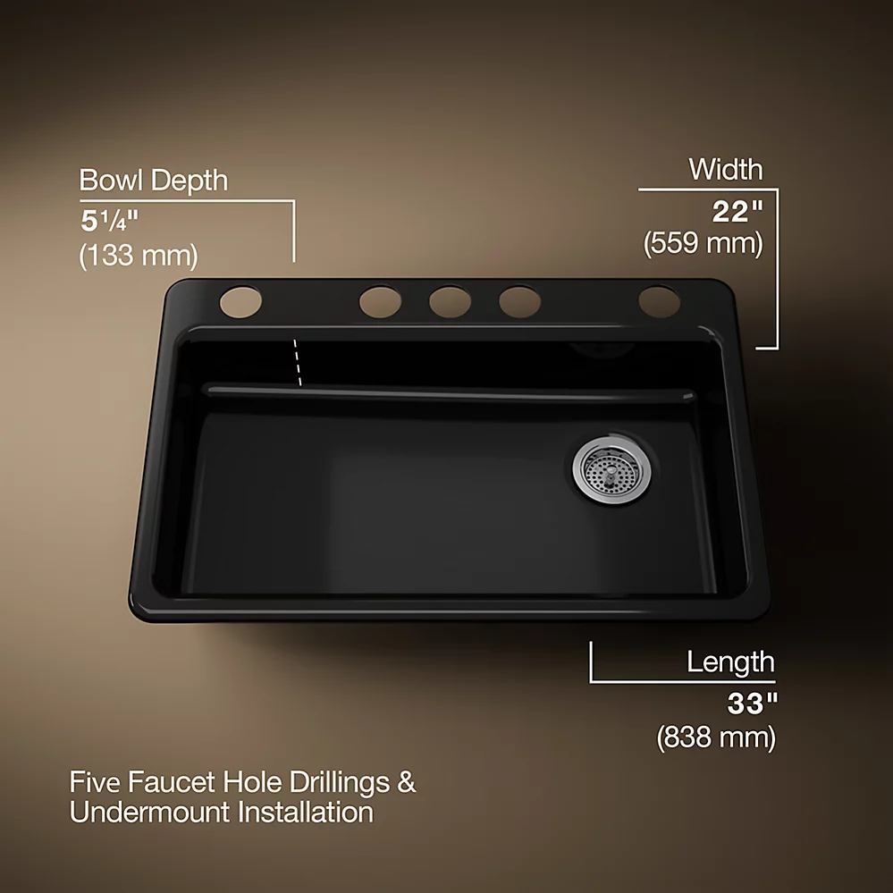 Kohler 8689-5U-7 Riverby 33 Single Basin Sink