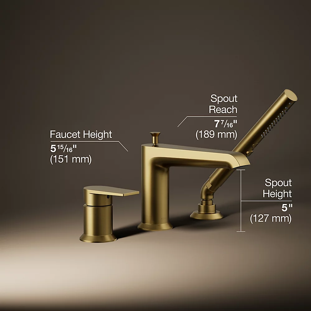 Kohler 97070-4-2MB Hint 3Hole Bath Filler W/ Handshower