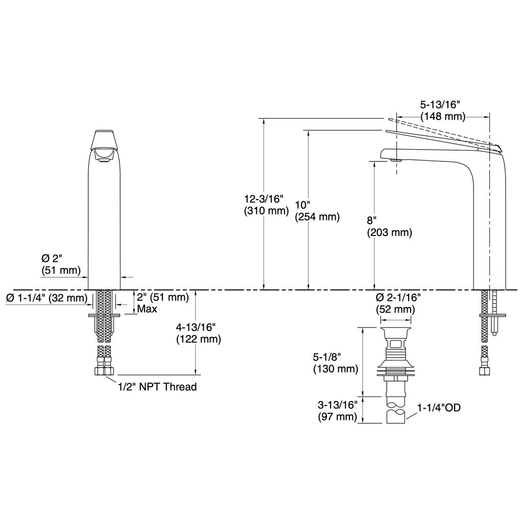 Kohler 97347-4N-2MB Avid Tall Single-Hdl Faucet .5Gpm