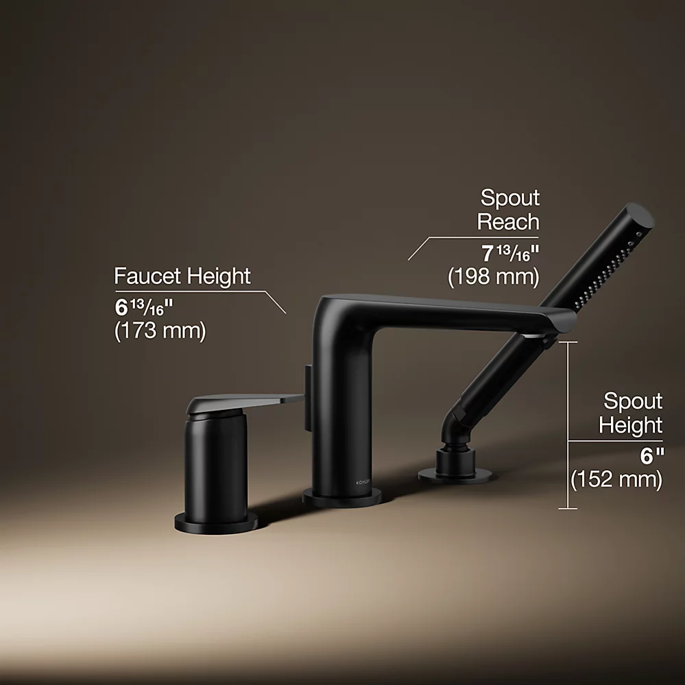 Kohler 97360-4-BL Avid 3 Hole Bath Filler W/ Handshower