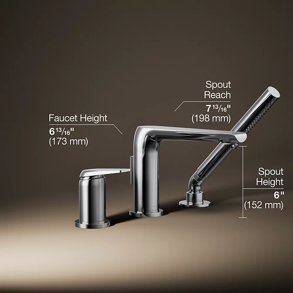 Kohler 97360-4-CP Avid 3 Hole Bath Filler W/ Handshower