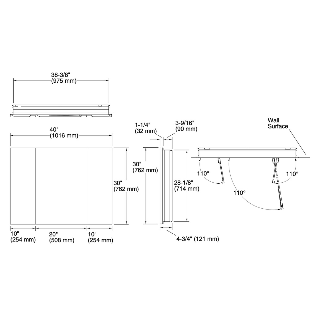 Kohler 99011-NA Verdera Slow-Close Mirror Cab 40X30