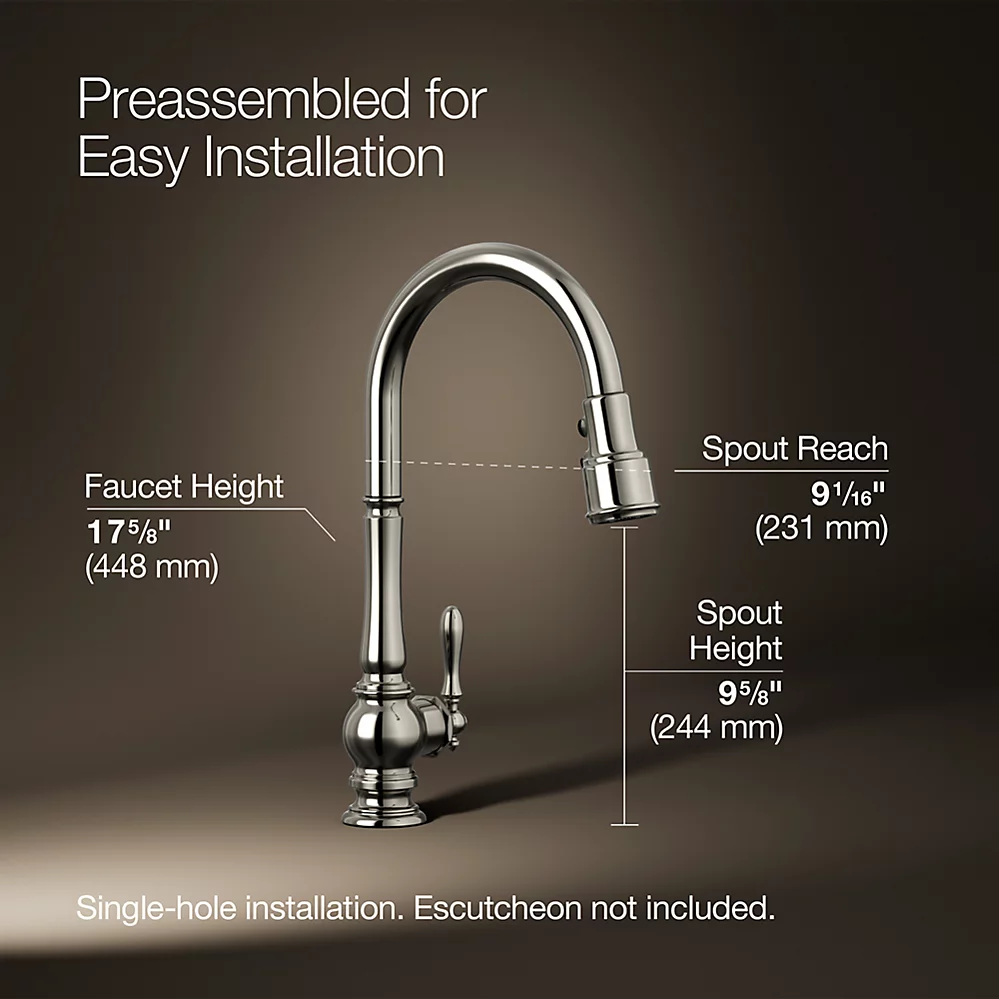 Kohler 99259-SN Artifacts 1H Kitchen W/Pd Spray Vibrant Polished Nickel