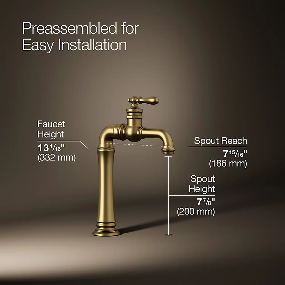 Kohler 99268-2MB Artifacts Gentleman's Bar Faucet Vibrant Brushed Moderne Brass