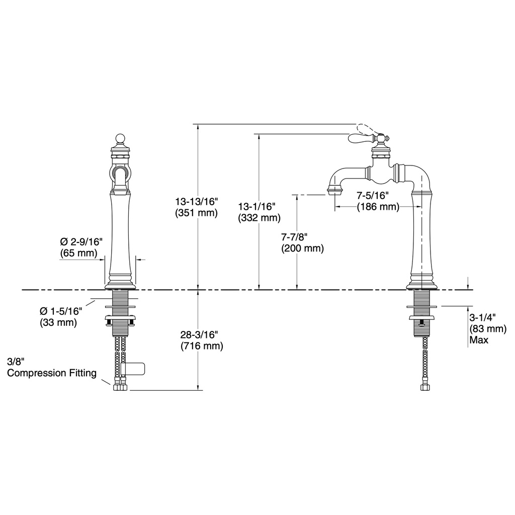Kohler 99268-2MB Artifacts Gentleman's Bar Faucet Vibrant Brushed Moderne Brass