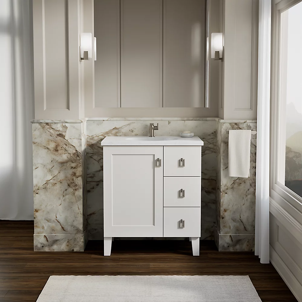 Kohler 99530-LGR-1WA Poplin Vanity, 30 1 Door 3 Dwr Rgt Leg
