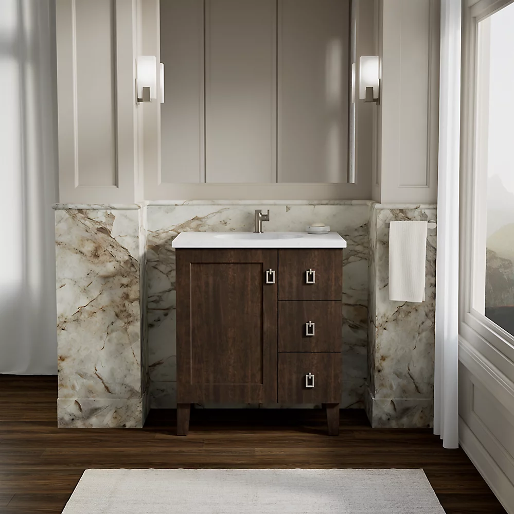 Kohler 99530-LGR-1WB Poplin Vanity, 30 1 Door 3 Dwr Rgt Leg